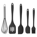 Rapanda - kitchenette, lot de 5 ustensiles de cuisine en silicone r�sistant � la chaleur noir