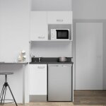 Kitchenette k00l - 100 cm - emplacements frigo top et micro - ondes - blanc - nero - vier  gauche