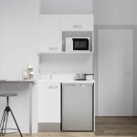 Kitchenette k00l - 100 cm - emplacements frigo top et micro - ondes - blanc - snova - vier  gauche