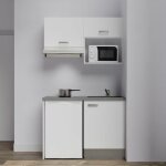 Kitchenette k02l - pt - 120 cm avec plan de travail et vier - emplacements frigo, hotte et micro - ondes ...