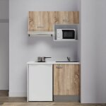 Kitchenette k02l - pt - 120 cm avec plan de travail et vier - emplacements frigo, hotte et micro - ondes ...