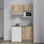 Kitchenette k02l - pt - 120 cm avec plan de travail et évier - emplacements frigo, hotte et micro - ondes ... Kitchenette k02l - pt - 120 cm avec plan de travail et évier - emplacements frigo, hotte et micro - ondes ...