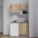 Kitchenette k02l - pt - 120 cm avec plan de travail et �vier - emplacements frigo, hotte et micro - ondes ...