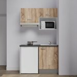 Kitchenette k02l - pt - 120 cm avec plan de travail et �vier - emplacements frigo, hotte et micro - ondes ...