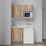 Kitchenette k07l - 120 cm - emplacements frigo top et micro - ondes - bois - snova - vier  gauche