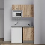 Kitchenette k07l - pt - 120 cm avec plan de travail et �vier, emplacements frigo et micro - ondes fa�ade ...