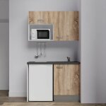 Kitchenette k07l - pt - 120 cm avec plan de travail et vier, emplacements frigo et micro - ondes - faade ...