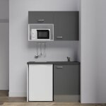Kitchenette k07l - pt - 120 cm avec plan de travail et �vier, emplacements frigo et micro - ondes - fa�ade ...