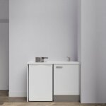 Cuisibane - kitchenette k08l - pt - 120 cm avec plan de travail et vier - emplacement frigo faade blanc ...