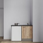 Kitchenette k08l - pt - 120 cm avec plan de travail et vier - emplacement frigo - faade bois - plan ...