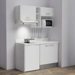Kitchenette k13l - 140 cm - emplacements frigo, hotte et micro - ondes - blanc - snova - vier  droite ...