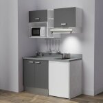 Kitchenette k13l - 140 cm - emplacements frigo, hotte et micro - ondes - gris - cromo - évier à gauche ... Kitchenette k13l - 140 cm - emplacements frigo, hotte et micro - ondes - gris - cromo - évier à gauche ...