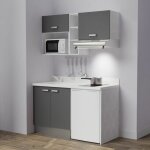 Kitchenette k13l - 140 cm - emplacements frigo, hotte et micro - ondes - gris - snova - vier  gauche ...