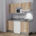 Cuisibane - kitchenette k20l - 180 cm - emplacements frigo, micro - ondes et hotte - bois - cromo - vier ...
