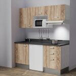 Kitchenette k20l - 180 cm - emplacements frigo, micro - ondes et hotte - bois - nero - vier  gauche ...