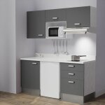 Cuisibane - kitchenette k20l - 180 cm - emplacements frigo, micro - ondes et hotte - gris - snova - �vier ...
