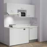 Cuisibane - kitchenette k55l - 180 cm - emplacements hotte, micro - ondes, frigo et lave - vaisselle ...