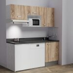 Cuisibane - kitchenette k55l - 180 cm - emplacements hotte, micro - ondes, frigo et lave - vaisselle ...
