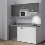 Kitchenette k55l - 180 cm - emplacements hotte, micro - ondes, frigo et lave - vaisselle - gris - cromo ... Kitchenette k55l - 180 cm - emplacements hotte, micro - ondes, frigo et lave - vaisselle - gris - cromo ...