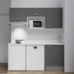 Kitchenette k55l - 180 cm - emplacements hotte, micro - ondes, frigo et lave - vaisselle - gris - snova ... Kitchenette k55l - 180 cm - emplacements hotte, micro - ondes, frigo et lave - vaisselle - gris - snova ...