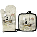 Kiub - gant et manique en coton chat terrasse parisienne