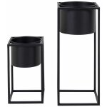 Kiuh - lot de 2 cache - pots sur pieds m�tal noir