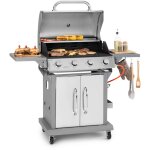 Klarstein - barbecue gaz camping avec 4 brleurs  gaz, plancha au gaz de 14400w, gril  gaz en acier ...