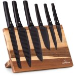 Bloc de couteaux klarstein kissaki - set couteaux - revtement antiadhsif - bois & noir