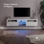Blumfeldt - klarstein meuble tv bois avec led, meuble tele de 150 cm, design moderne avec led multicolores, ...