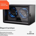 Klarstein - remontoir pour montres automatiques, remontoir de montre automatique pour 2 montres, remontoir ...