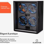 Klarstein - remontoir pour montres automatiques, remontoir de montre automatique pour 4 montres, remontoir ...