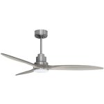 Klassfan - tenerife - super destratificateur et ventilateur dc 132 cm chrome pales bois gris avec lumi�re ...
