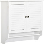 Kleankin - armoire haute murale salle de bain ou wc - placard 2 portes persiennes avec tagre - porte ...