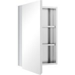 Kleankin - armoire miroir murale salle de bain toilette dim. 39l x 12l x 60h cm acier inox. verre
