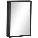 Kleankin - armoire miroir murale salle de bain toilette dim. 40l x 12l x 60h cm acier inox. noir verre ...