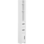 Kleankin - meuble bas colonne rangement salle de bain wc 3 portes 2 niches tagre blanc