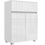 Kleankin - meuble bas de salle de bain design contemporain - 2 portes faades laques, tagre, tiroir ...