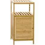 Kleankin - meuble bas salle de bain rangement salle de bain 1 porte 2 �tag�res bois bambou verni