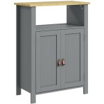 Kleankin - meuble bas de salle de bain sur pied 2 portes tagre niche plateau aspect bois clair gris ...