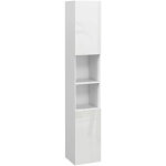 Kleankin - meuble colonne rangement salle de bain style contemporain faade laque 2 portes tagres ...