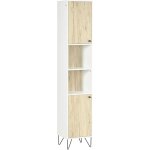 Kleankin - meuble colonne rangement salle de bain style cosy 2 niches 2 portes avec tagre pitement ...