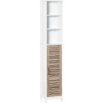 Kleankin - meuble colonne rangement salle de bain style cosy dim. 34l x 26l x 172h cm 3 niches porte ...