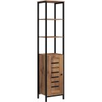 Kleankin - meuble colonne rangement salle de bain style cosy dim. 37l x 30l x 167h cm 3 tagres porte ...