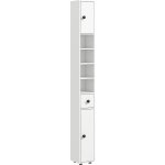 Kleankin - meuble colonne salle de bain 2 portes 2 �tag�res 4 niches tiroir poign�es m�tal noir panneaux ...