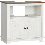 Kleankin - meuble sous vasque style rural chic - 2 portes, niche - poign�es boutons m�tal noir - aspect ...