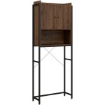 Kleankin - meuble wc meuble dessus toilettes style industriel 2 portes avec �tag�re niche acier noir ...