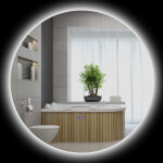 Kleankin - miroir rond lumineux led r�glable de salle de bain dia. 80 cm interrupteur tactile fonction ...
