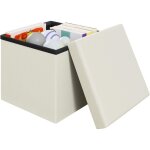 Pouf rangement en lin, pouf coffre, tabouret rangement 30x30x30cm, design pliable, pouf de rangement ...