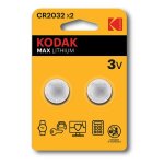 Lot de 2 piles lithium - ion kodak max cr2032 (30417687)