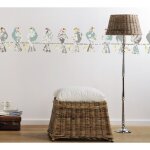 Sticker mural oiseaux avec 12 pigeons pos�s sur un fil - 50x70 cm